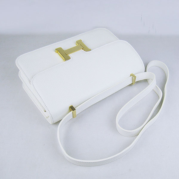 7A Hermes Constance Togo Leather Single Bag White Gold Hardware H020